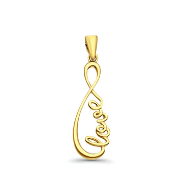 14K Yellow Gold Love Infinity Pendant 28mmX9mm 1.0 grams